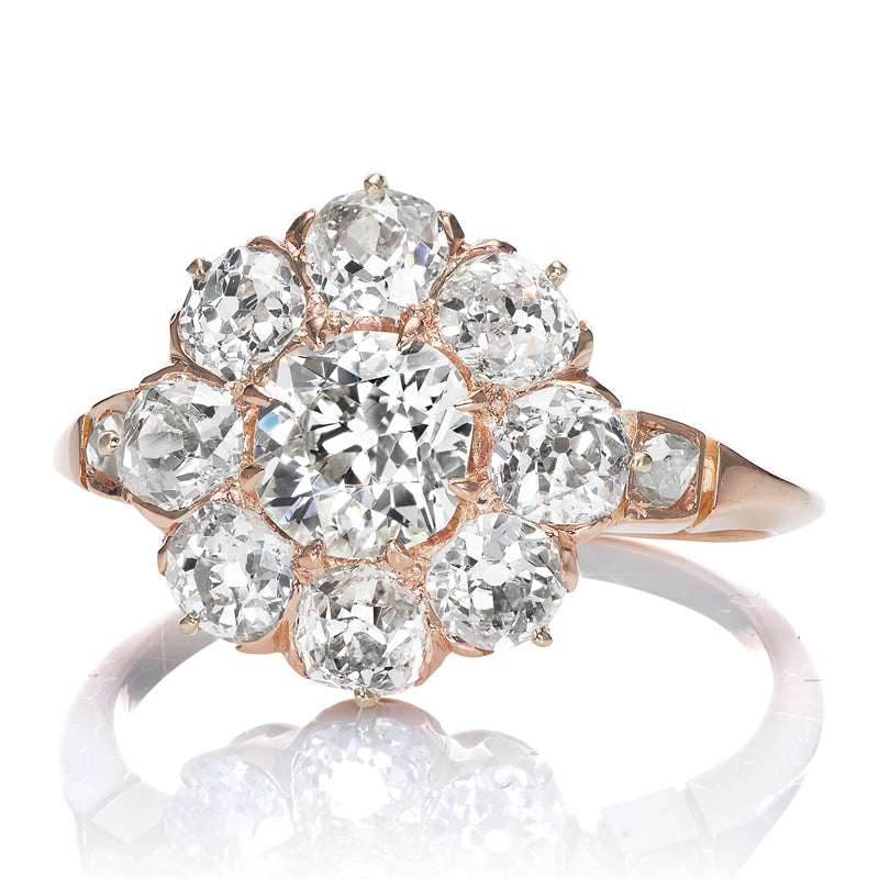 old mine cut diamond cluster ring diamond