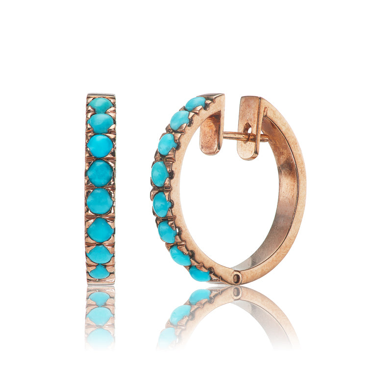 Antique Turquoise and Gold Hoop Earrings