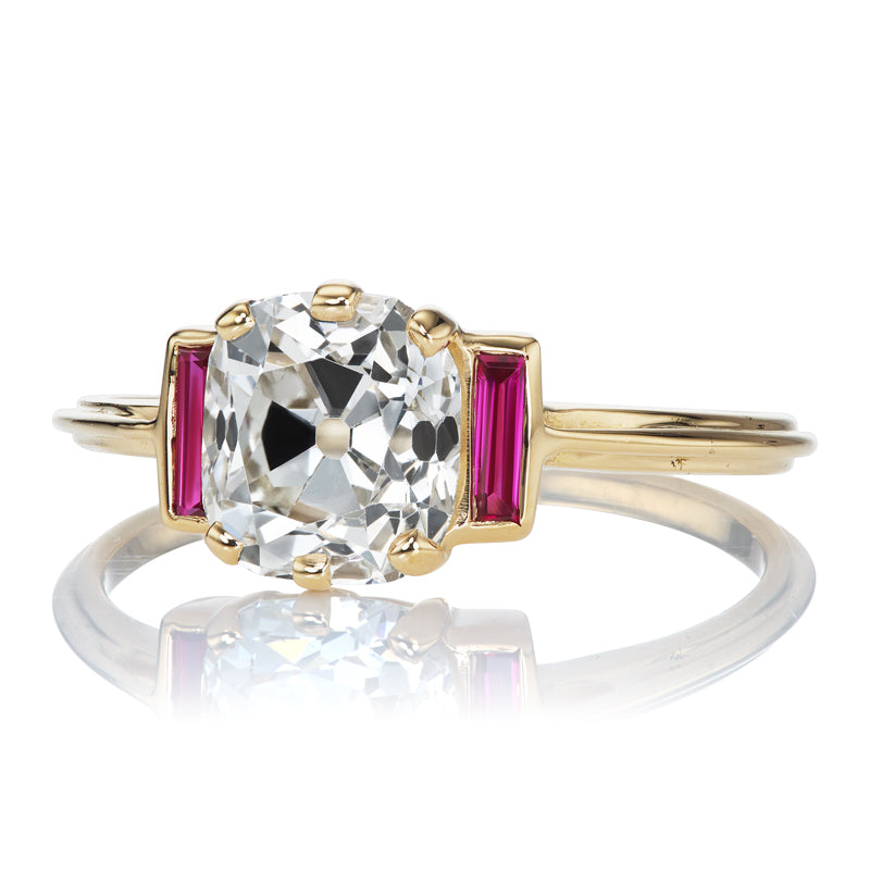 1.61ct Old Mine Cut Diamond diamond with gemstone