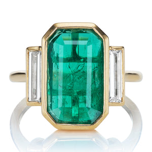 2.24ct Colombian Emerald Ring with Diamond Baguettes