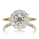 Unique Very Light Gray Old European Cut Diamond Cluster Ring