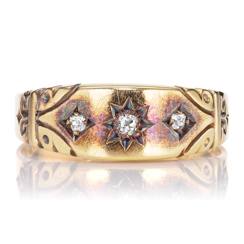 Antique Victorian Starburst Ring with Intricate Details