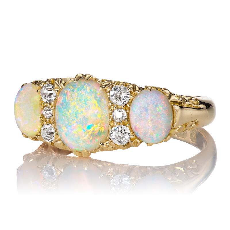 Antique Opal Ring diamond engagement ring with gemstone