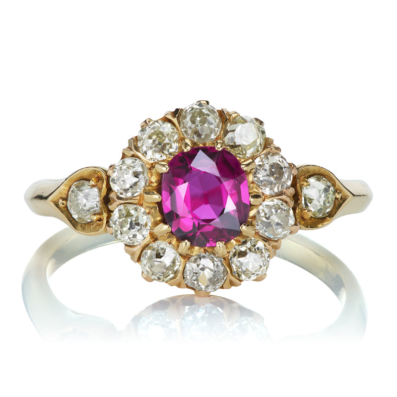Antique Thai Ruby and Diamond Cluster Ring