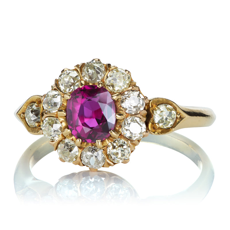 Antique Ruby Cluster Ring diamond engagement ring with gemstone