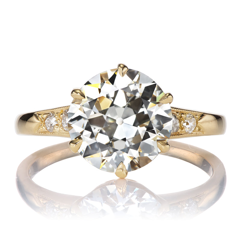 2.66 Carat Transitional Cut Diamond Engagement Ring with Side Stones