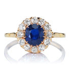 Vintage Burma No Heat Sapphire and Diamond Cluster Ring