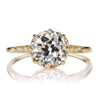 2.18 Carat Old Mine Cut Diamond Engagement Ring with Side Stones and Intricate Basket