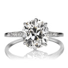 3.09 Carat Old Mine Cut Diamond Engagement Ring in Fleur de Lys Setting