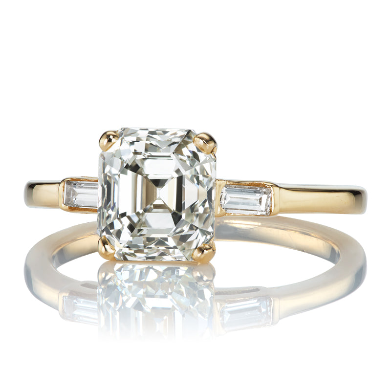 Asscher Cut Diamond Engagement Ring with Horizontal Baguettes – Andria ...