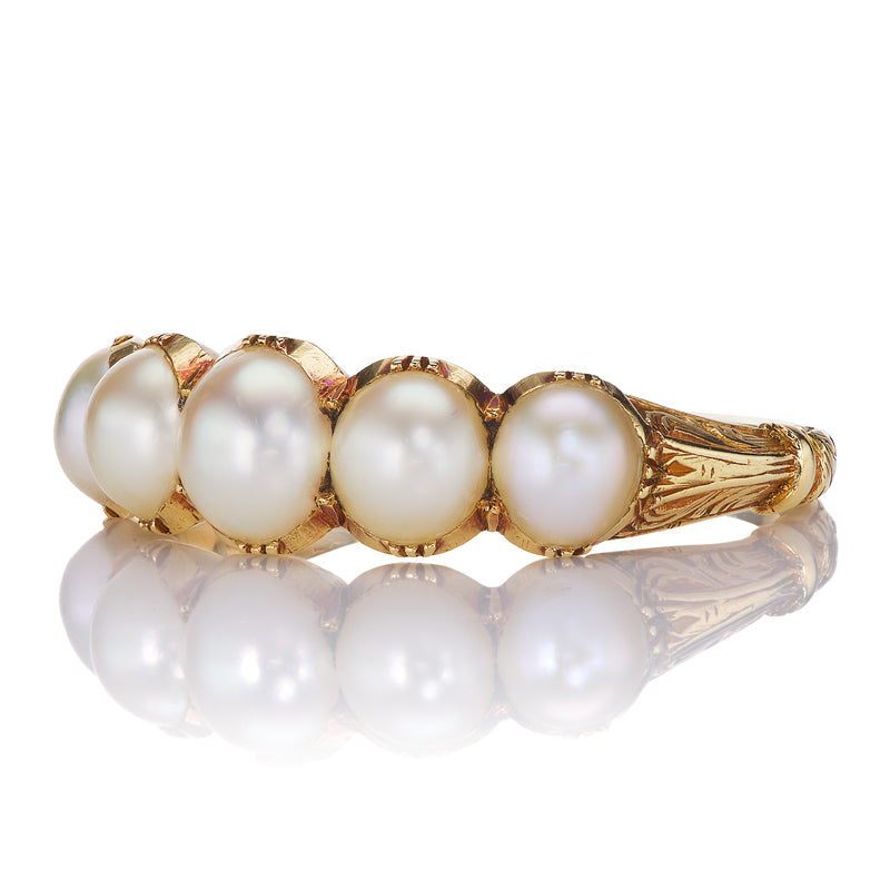 Antique Pearl Half Hoop with gemstone