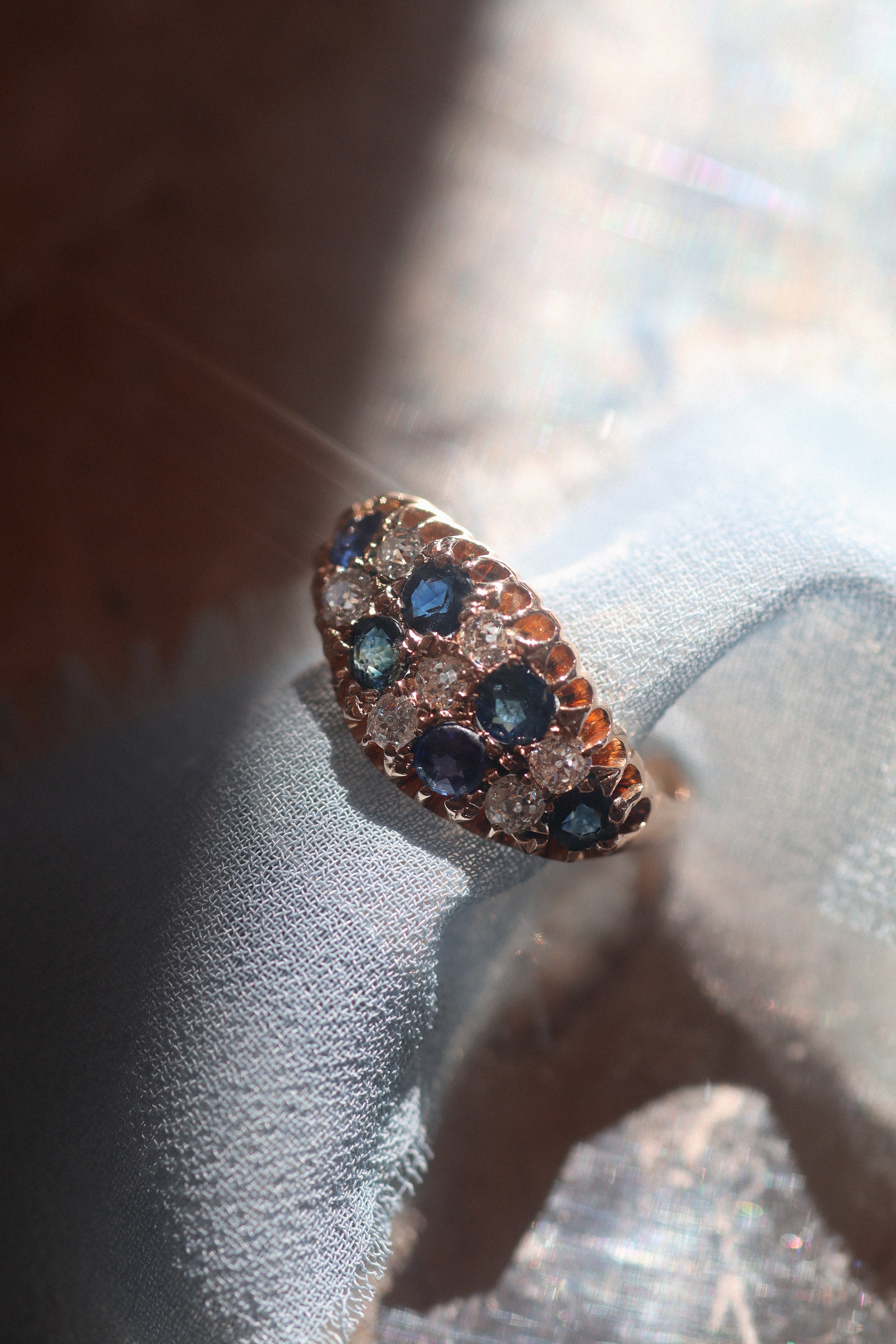 ANTIQUE diamond engagement ring with gemstone