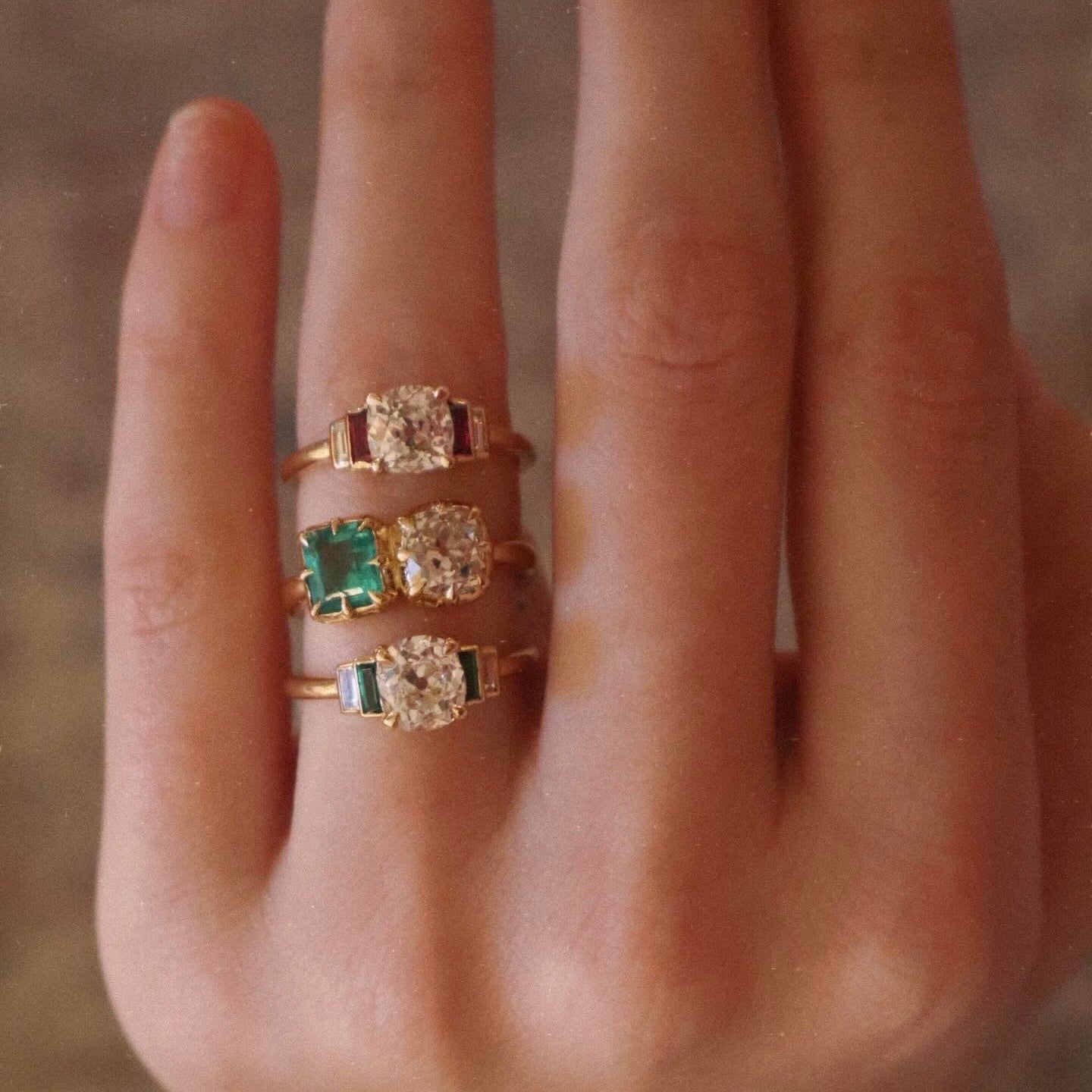 AB MADE diamond engagement ring with gemstone