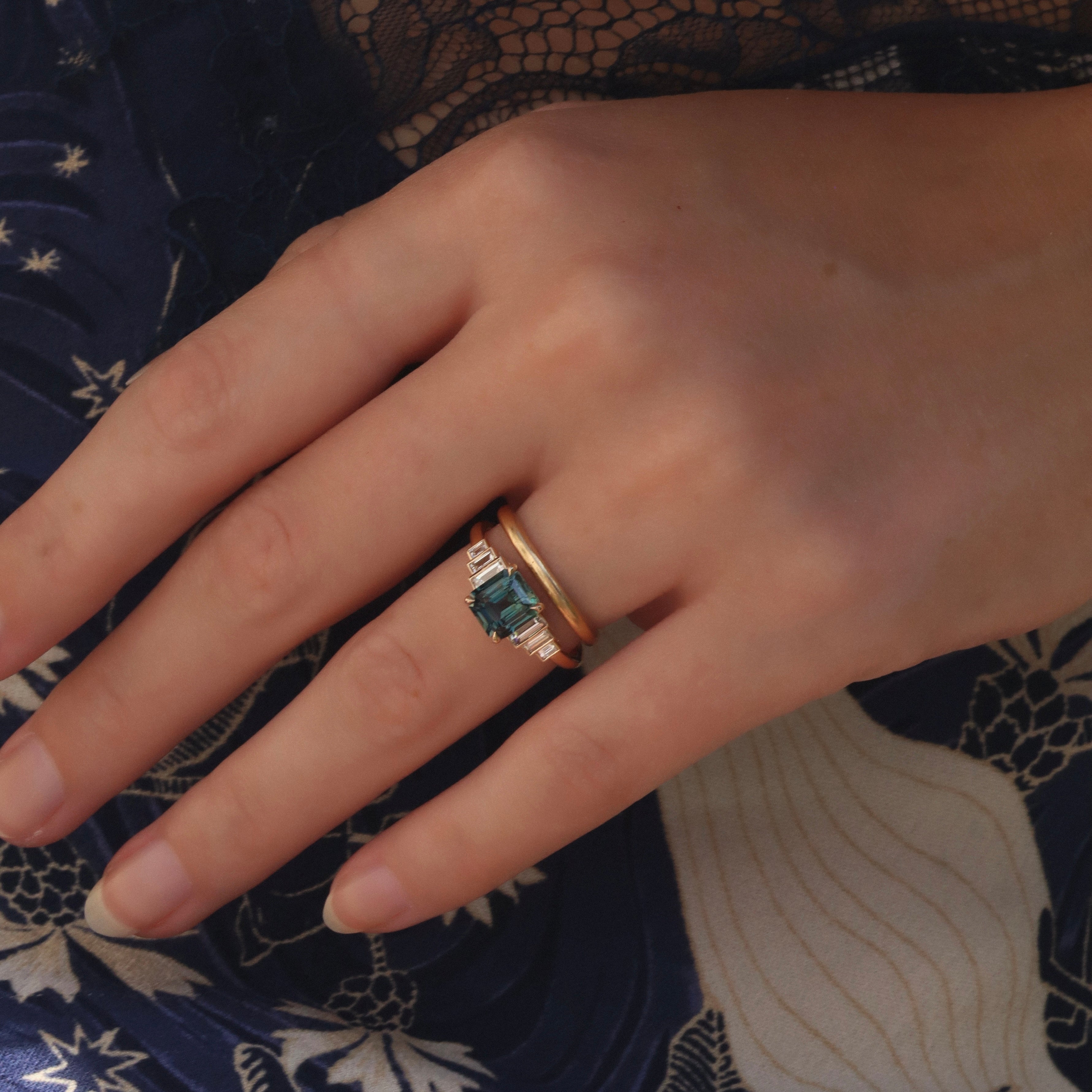 AB MADE diamond engagement ring with gemstone