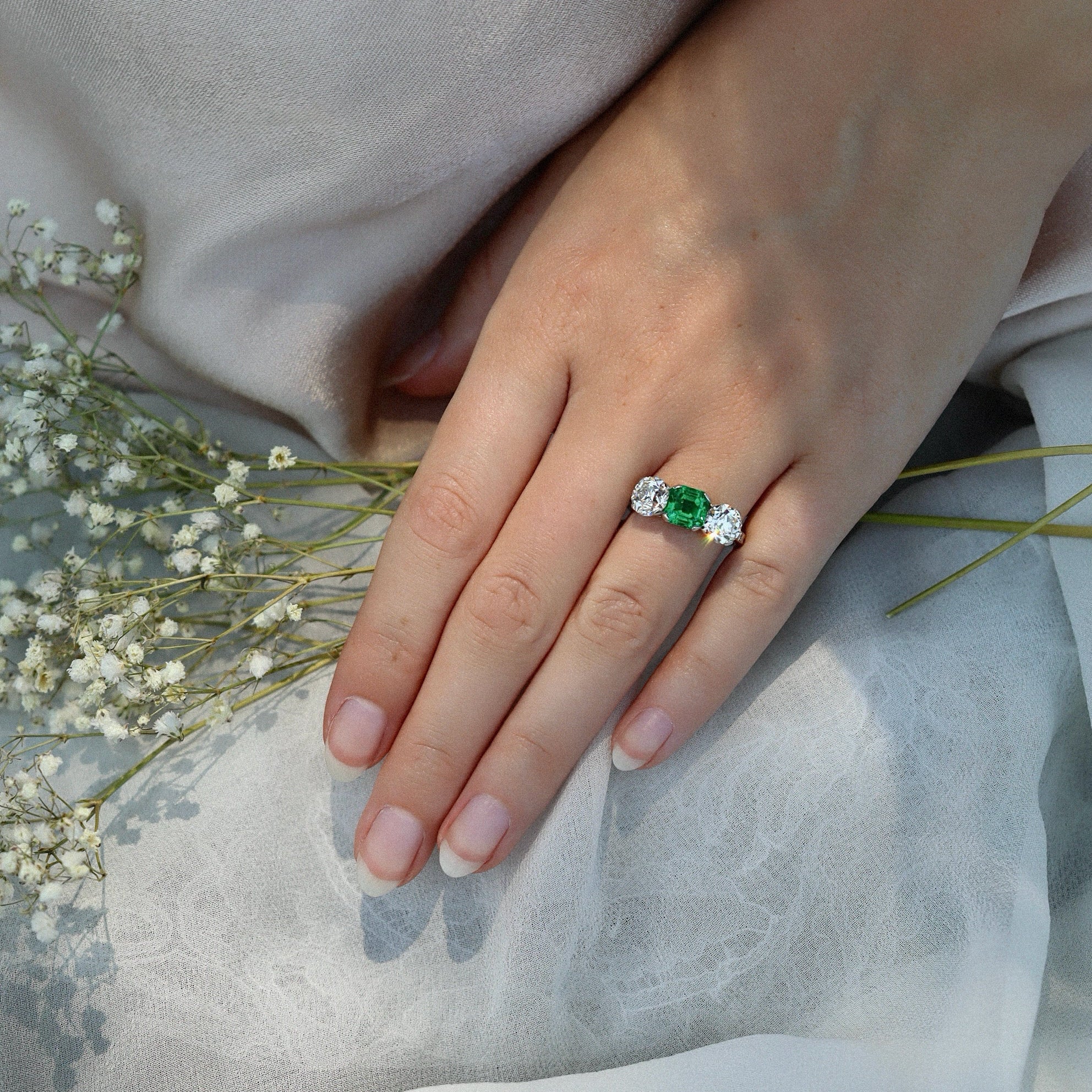 TIFFANY & CO. diamond engagement ring with gemstone