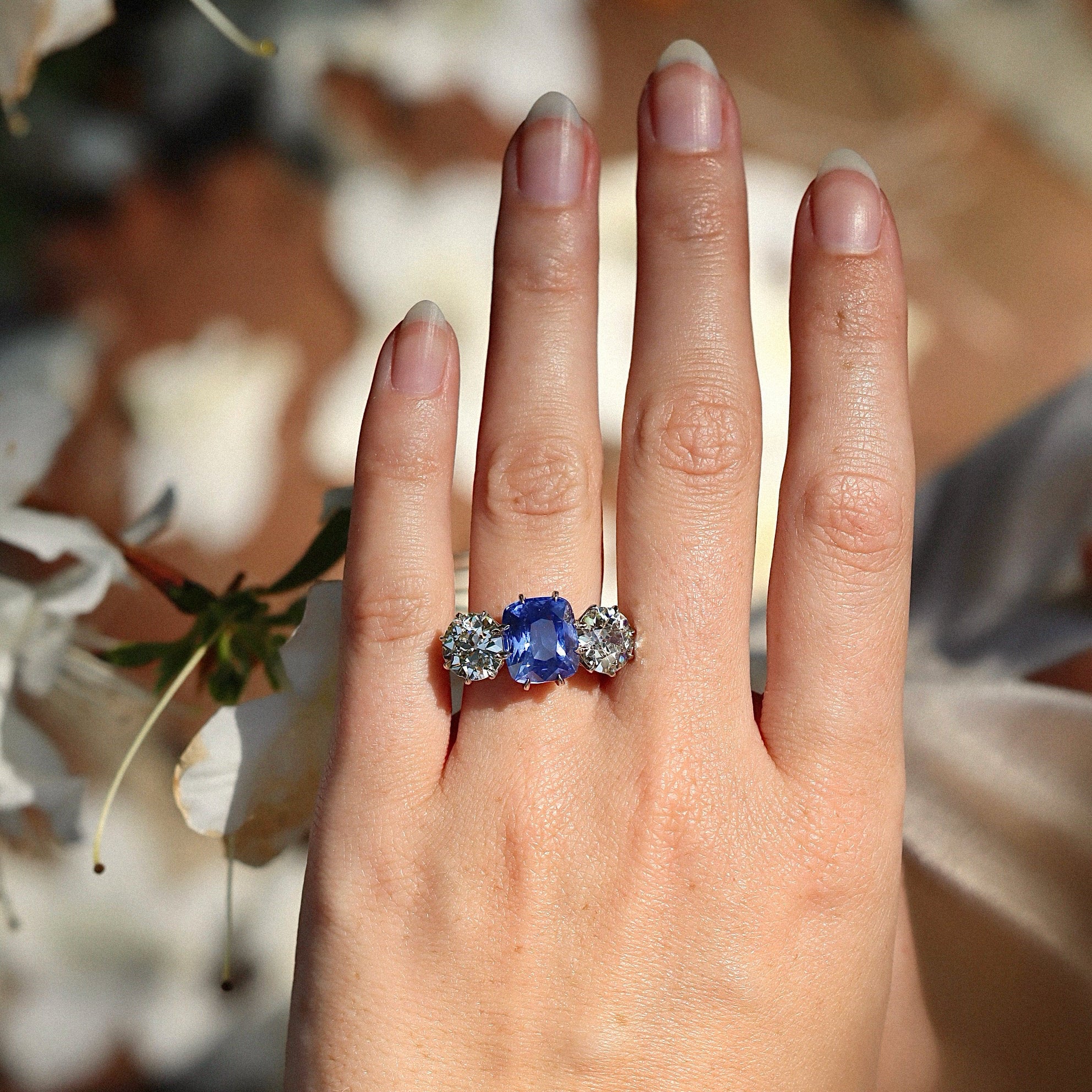 VINTAGE diamond engagement ring with gemstone