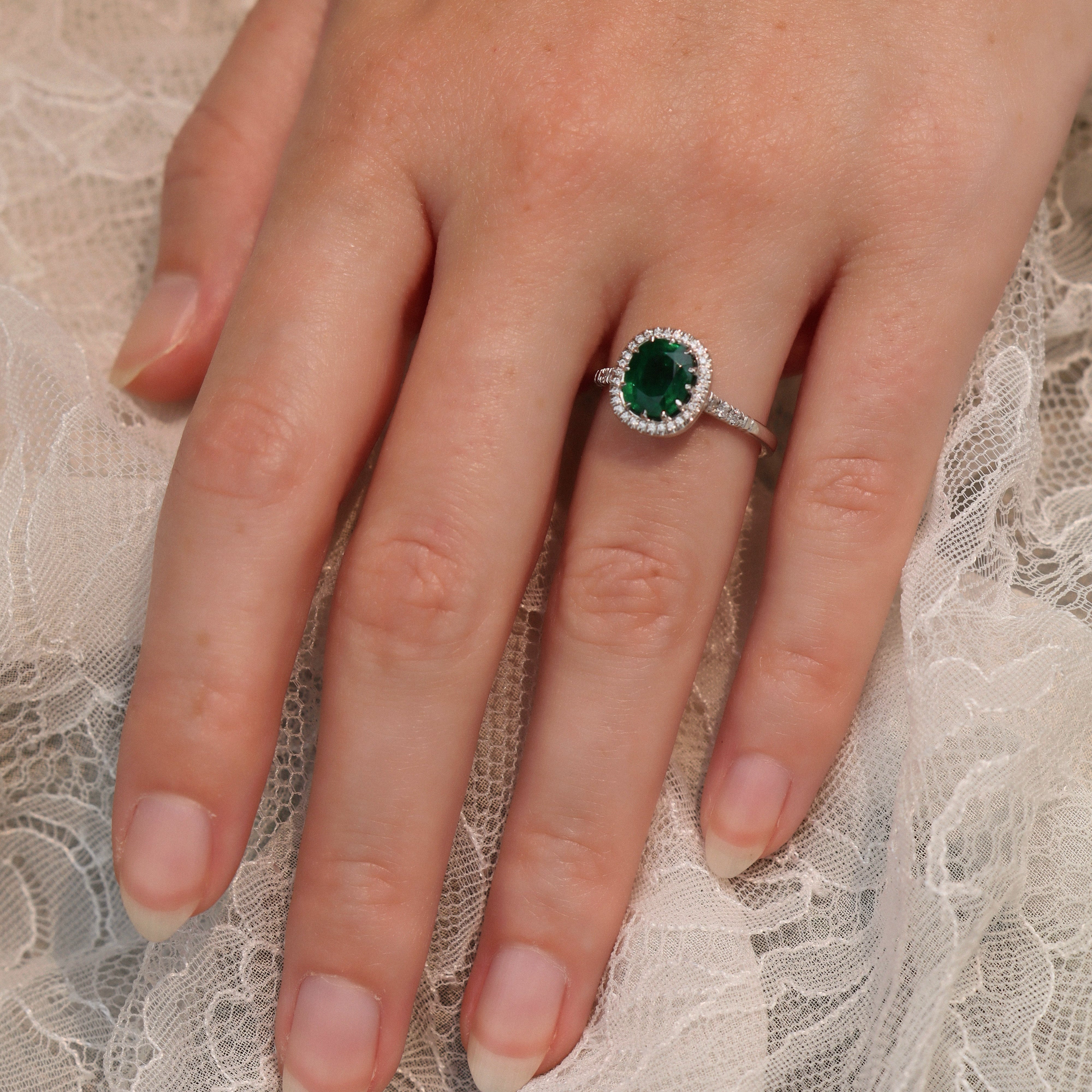 AB MADE diamond engagement ring with gemstone