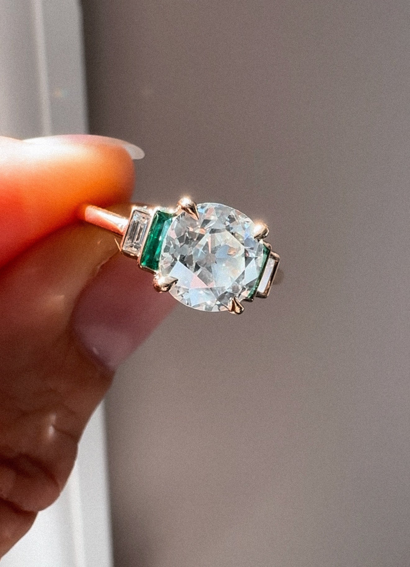 AB MADE diamond engagement ring with gemstone