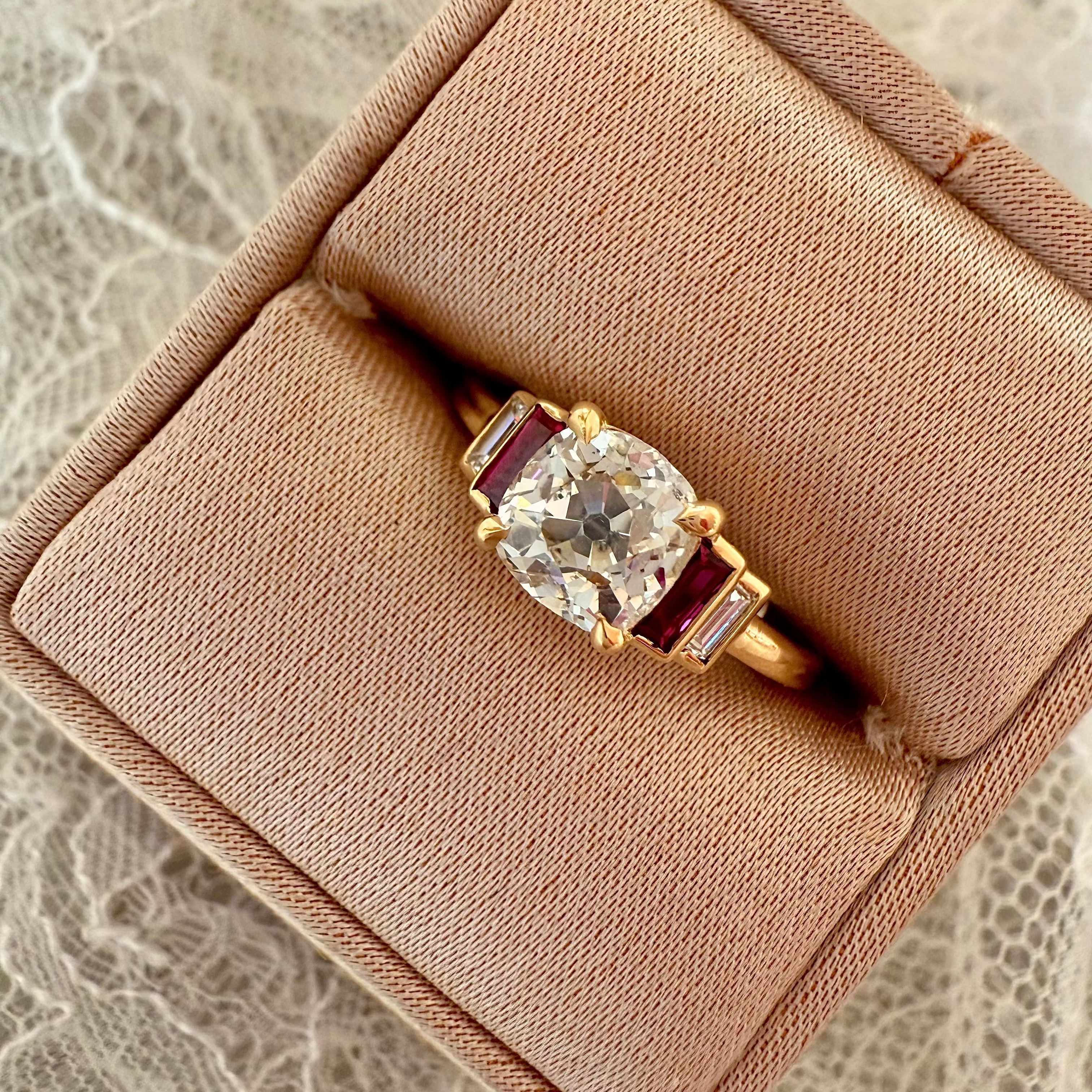 AB MADE diamond engagement ring with gemstone