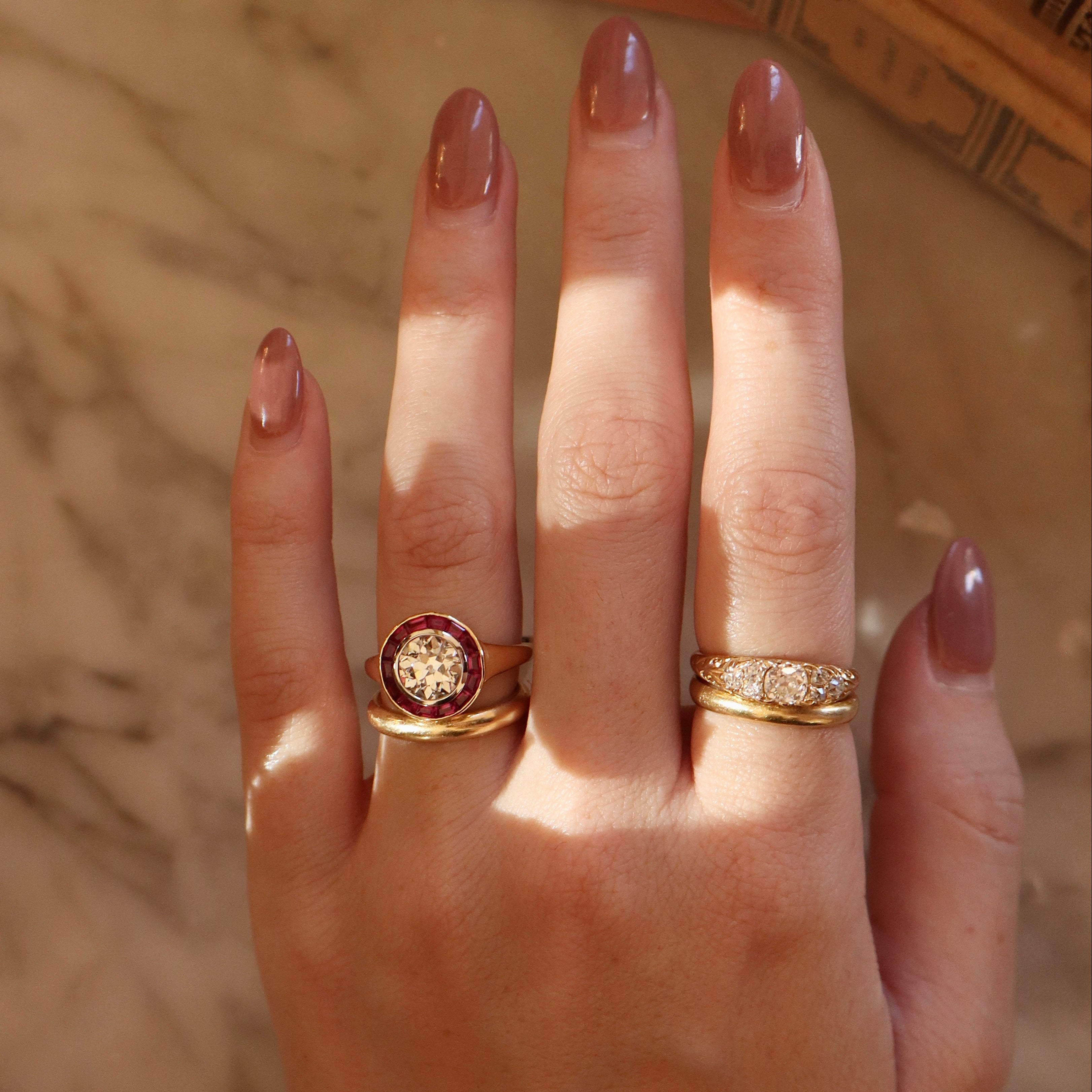 AB MADE diamond engagement ring with gemstone