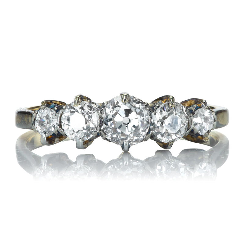 Five Stone Diamond Ring with Patina