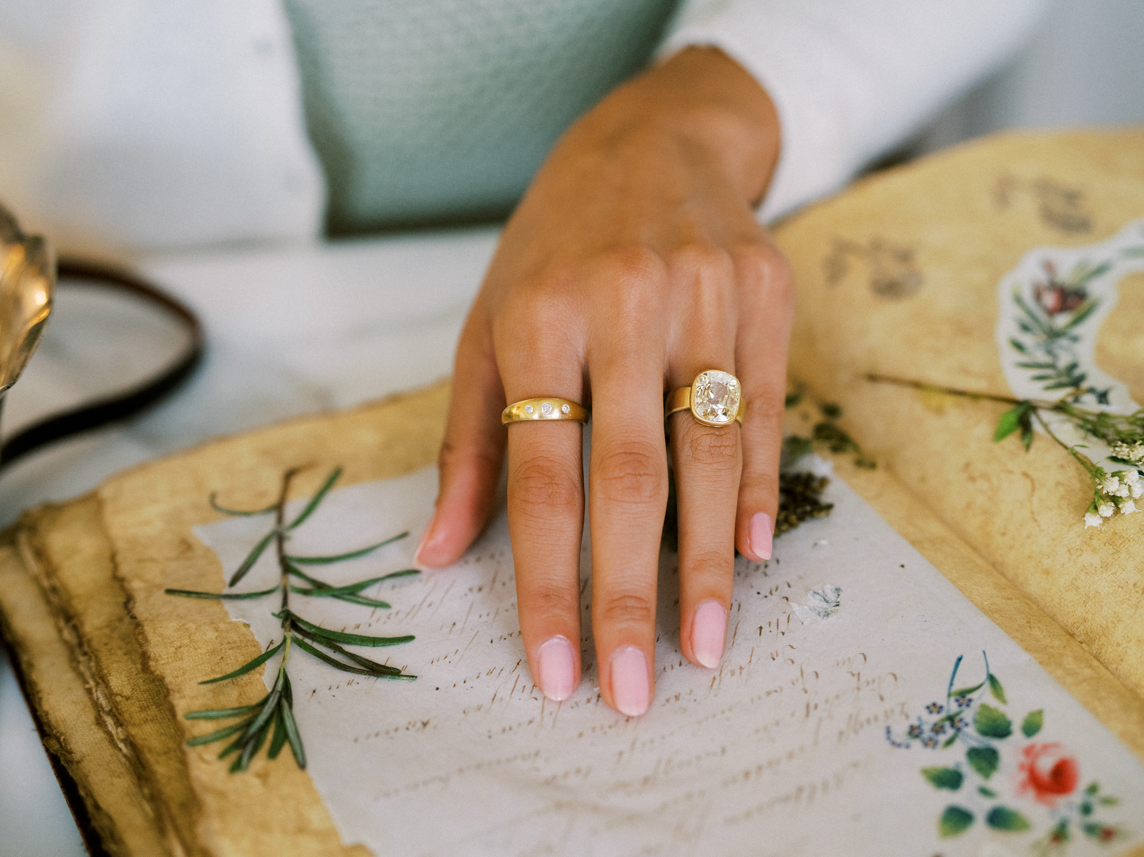 Solitaire Old Mine cut diamond Rings