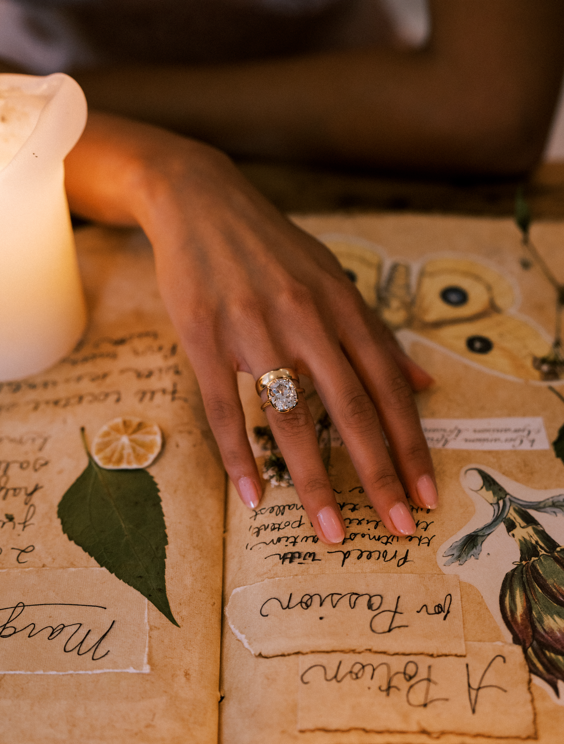 Solitaire Old Mine cut diamond Rings