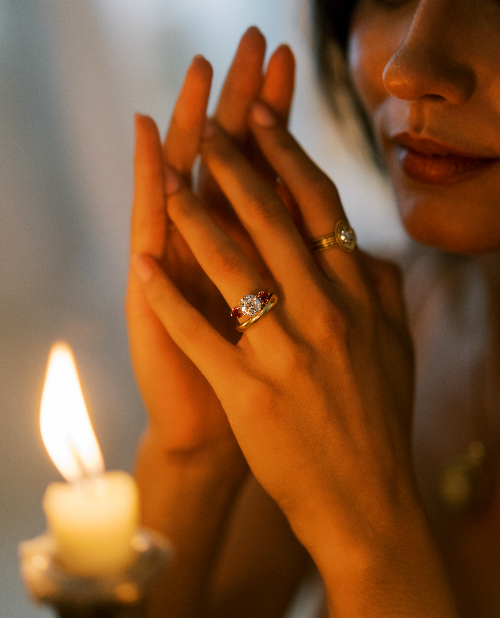 Solitaire Old European cut diamond Rings