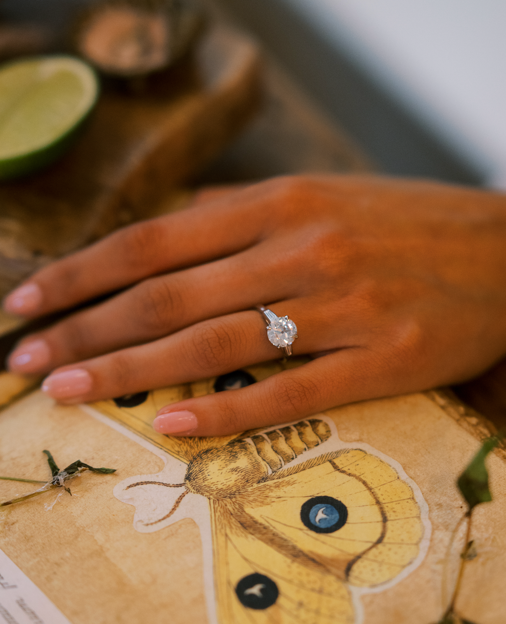 g-h-i color, vs clarity diamond in platinum setting