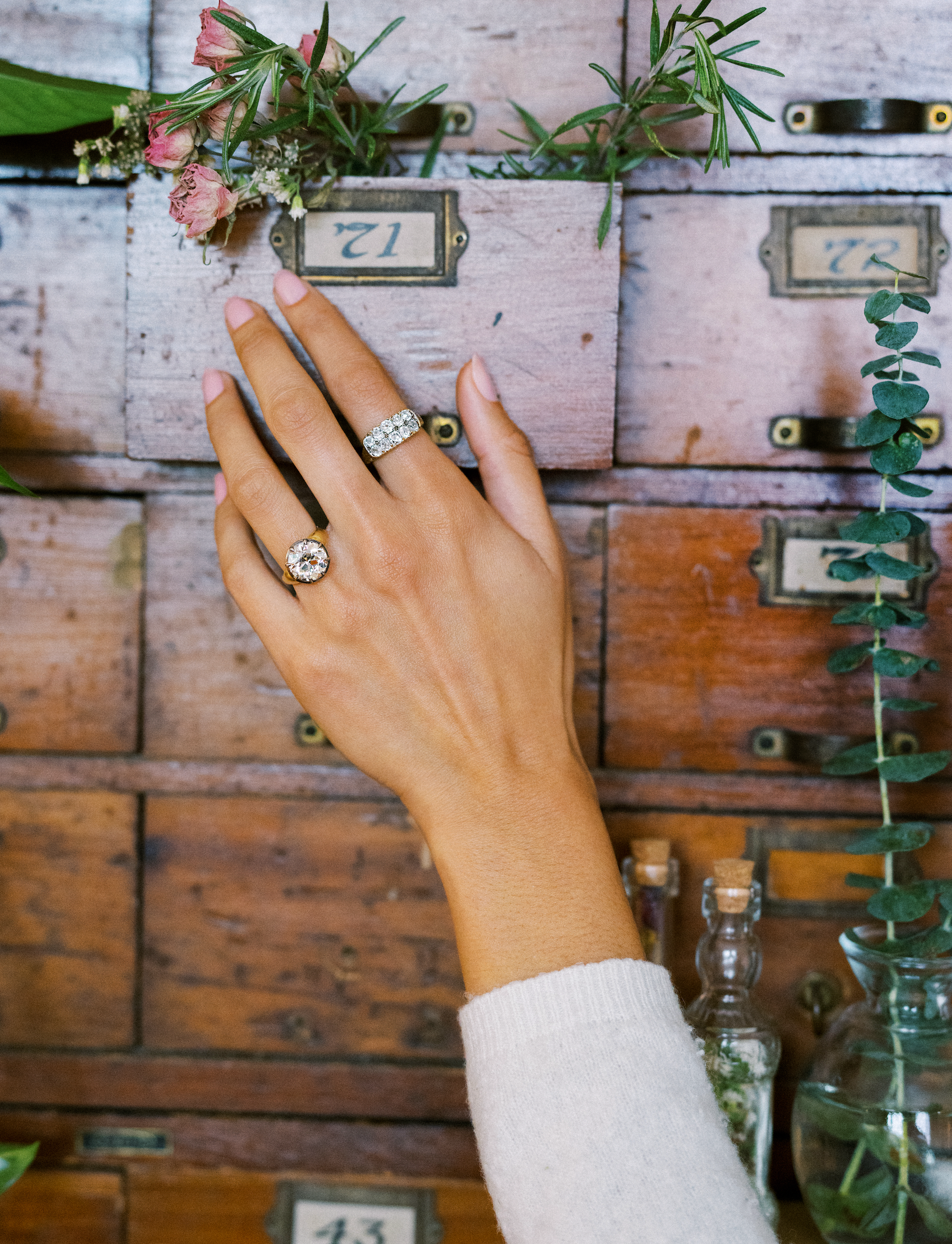 Solitaire Old Mine cut diamond Rings