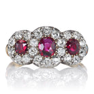 No Heat Ruby and Old Mine Cut Cluster Ring