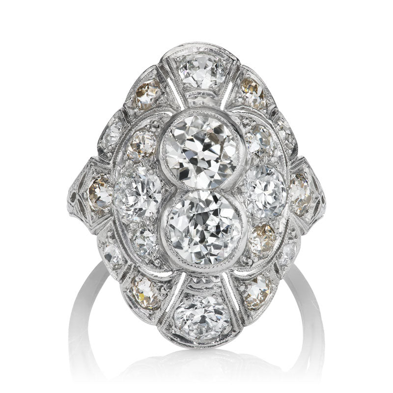 Intricate Art Deco Engagement Ring with Old Euro Cut Diamonds – Andria ...