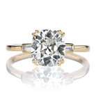 2.01ct Old Mine Cut Diamond Ring with Sleek Baguettes