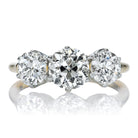 Three Stone Old European Cut Diamond Ring in Two-Tone Setting