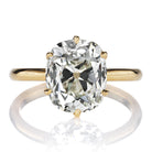 True Antique Elongated 5.34ct Old Mine Cut Diamond Solitaire Engagement Ring