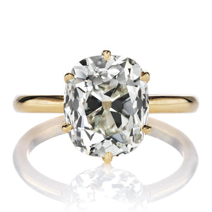 True Antique Elongated 5.34ct Old Mine Cut Diamond Solitaire Engagement Ring