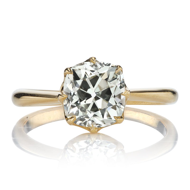 1.90 Carat Old Mine Cut Diamond Solitaire Engagement Ring