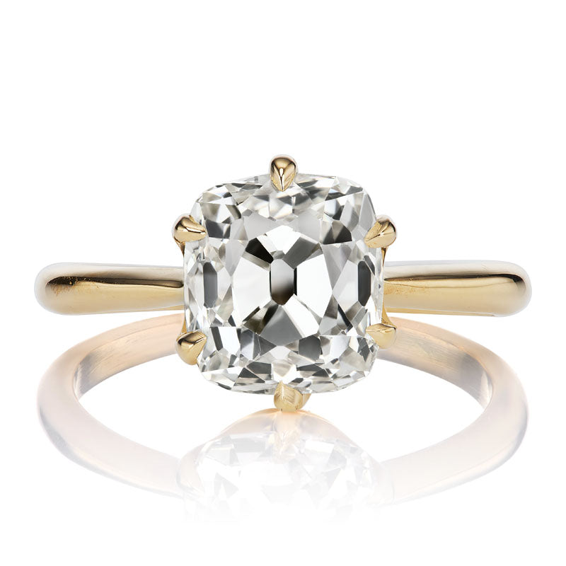 Old Mine Cut Diamond Solitaire Engagement Ring in 18kt Yellow Gold