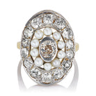 Antique Pearl and Diamond Double Halo Ring