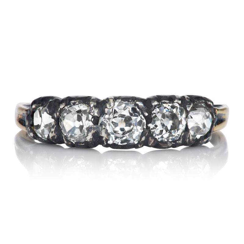 Antique Old Mine Cut Half Hoop