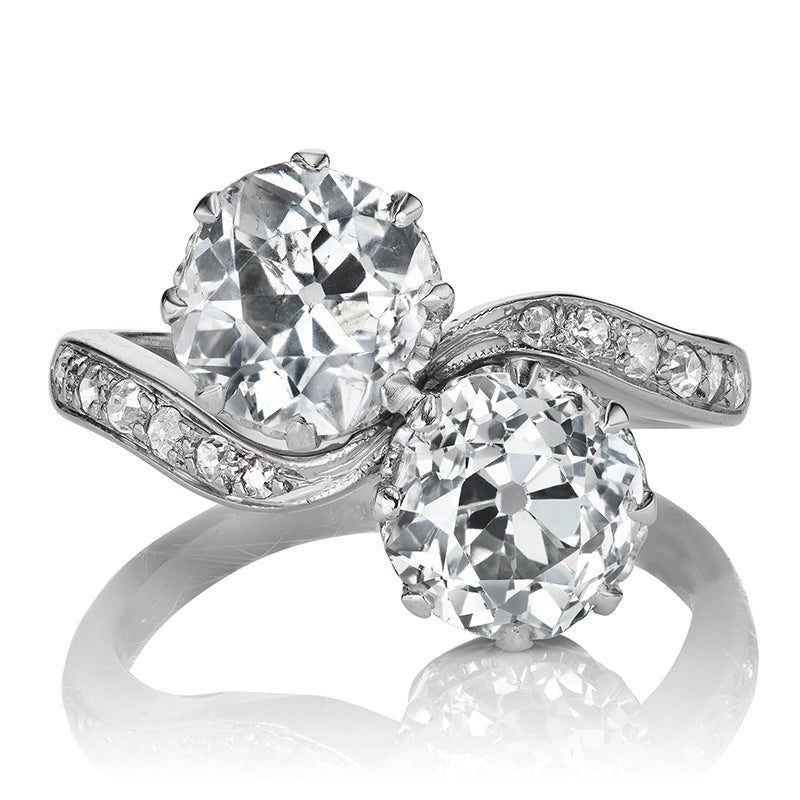 Antique Toi et Moi Ring with Old Mine Cut Diamonds