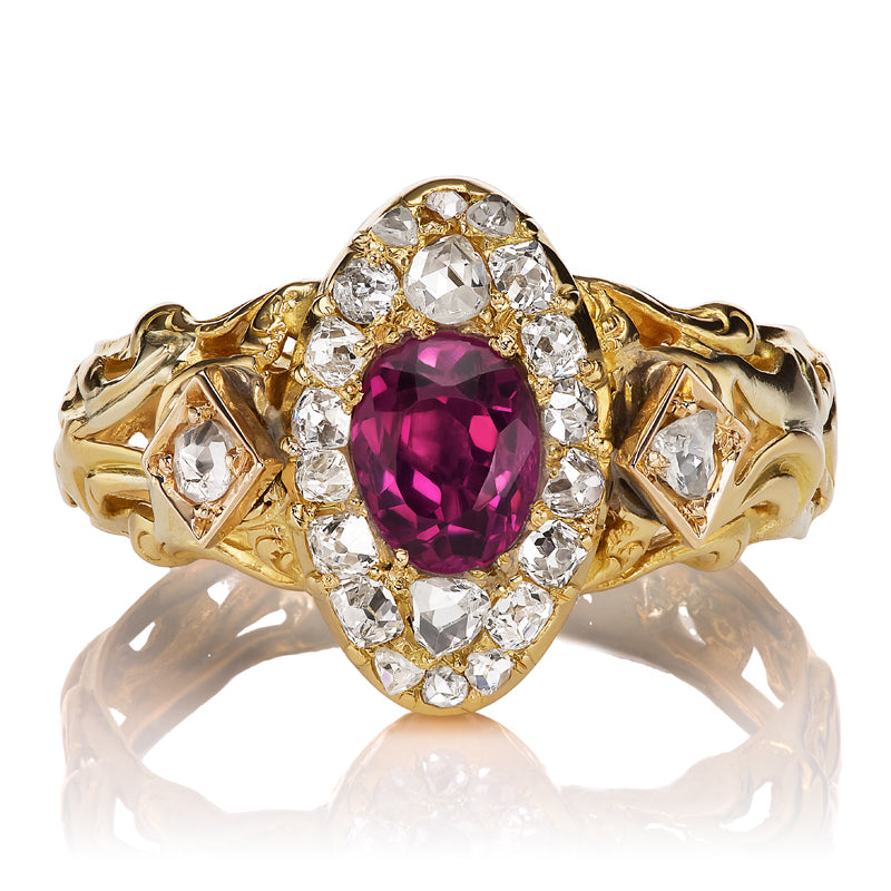 Antique Pink Garnet and Rose Cut Diamond Rings
