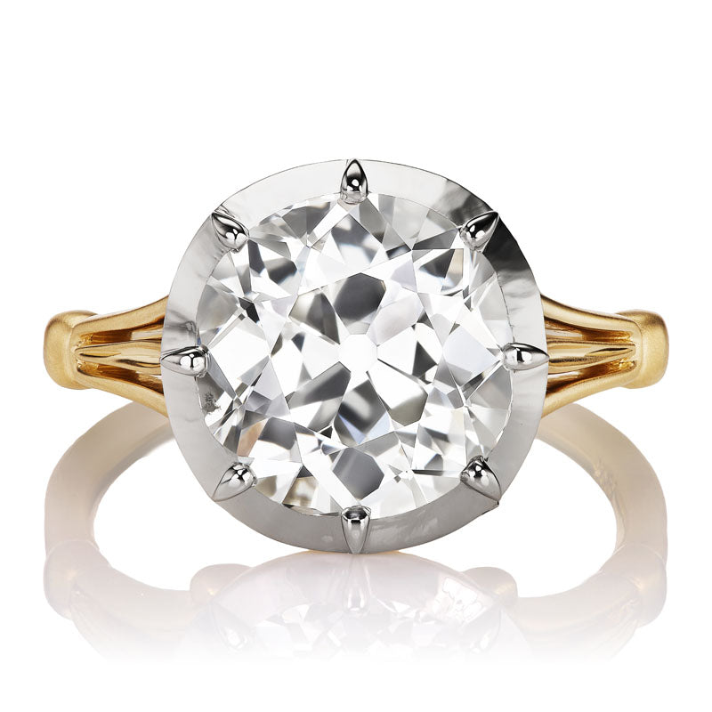Two-Tone Collet Set Diamond Ring with Georgian-Inspired Setting