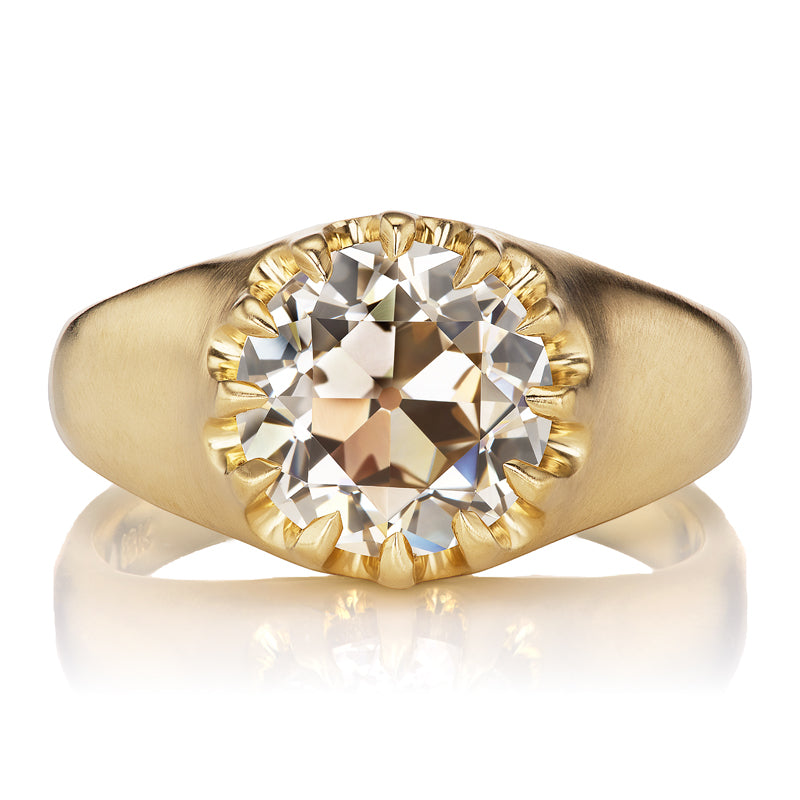 Champagne Old European Cut Diamond in Chunky Gold Buttercup Setting