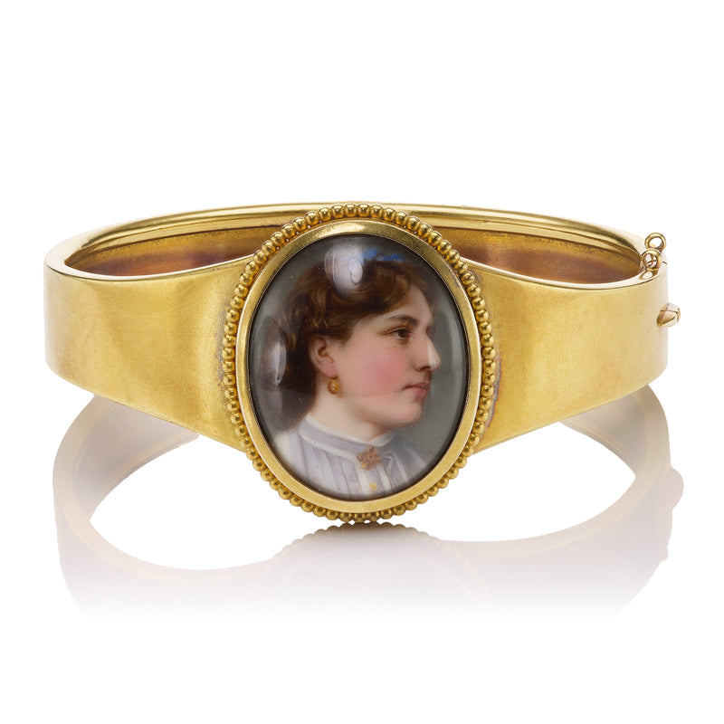 Antique Hand-Painted Portrait Bangle