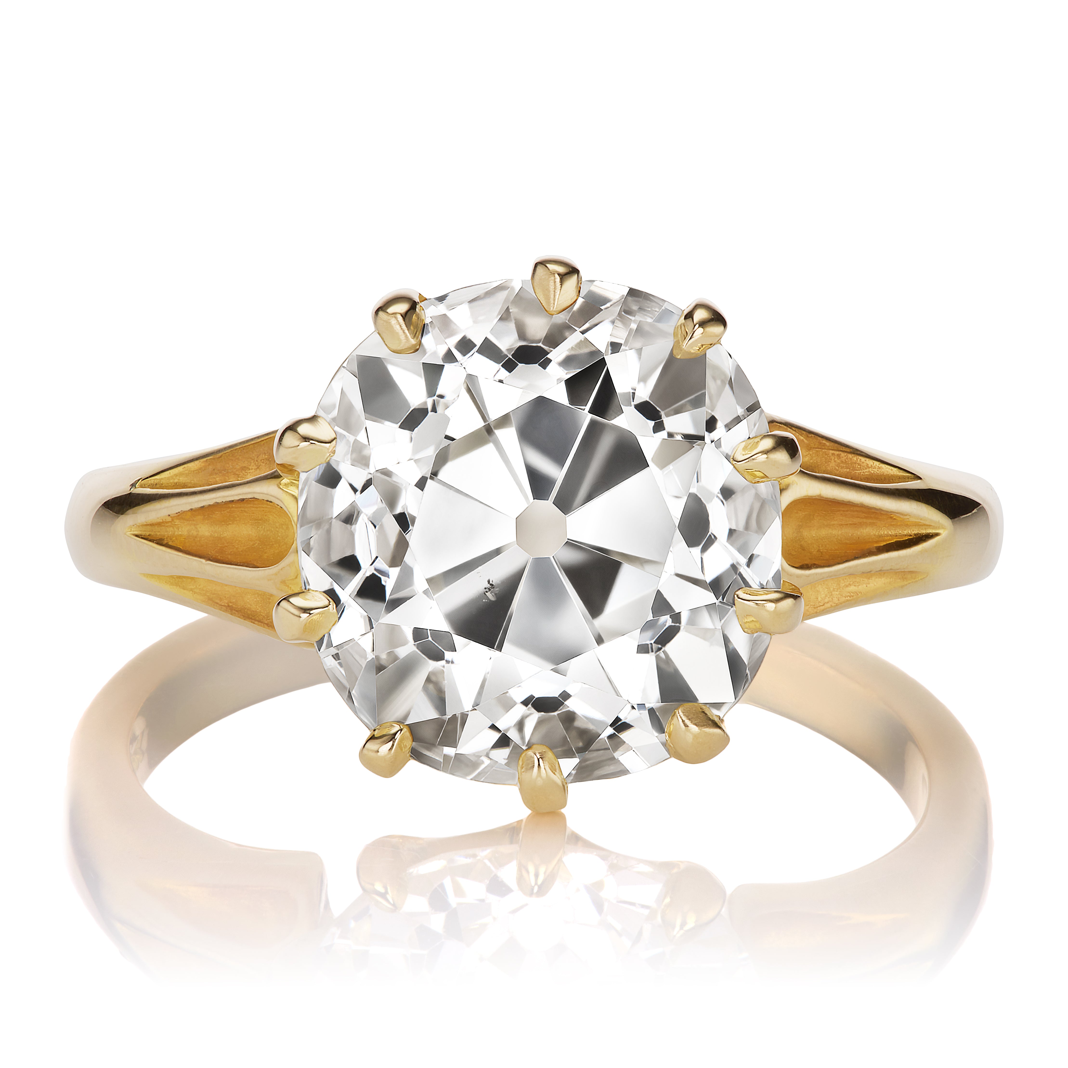 5 Carat Old Mine Cut Diamond in Antique-Inspired Gold Setting