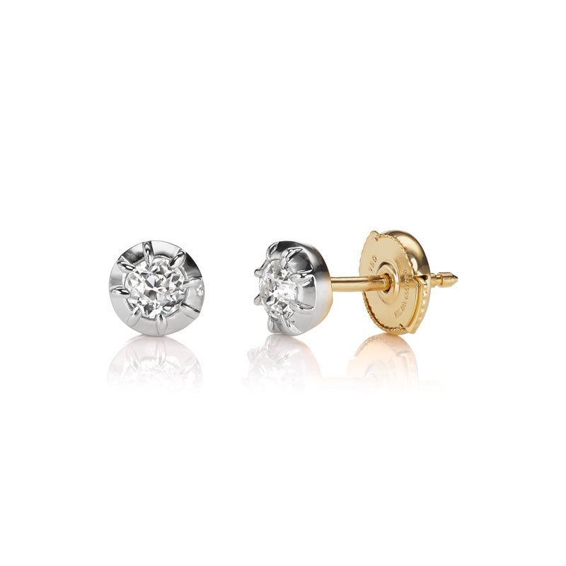 Two-Tone Collet Set Diamond Studs