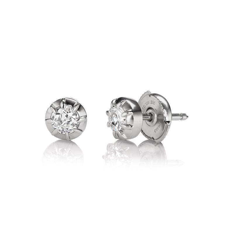 Platinum Collet Set Diamond Studs
