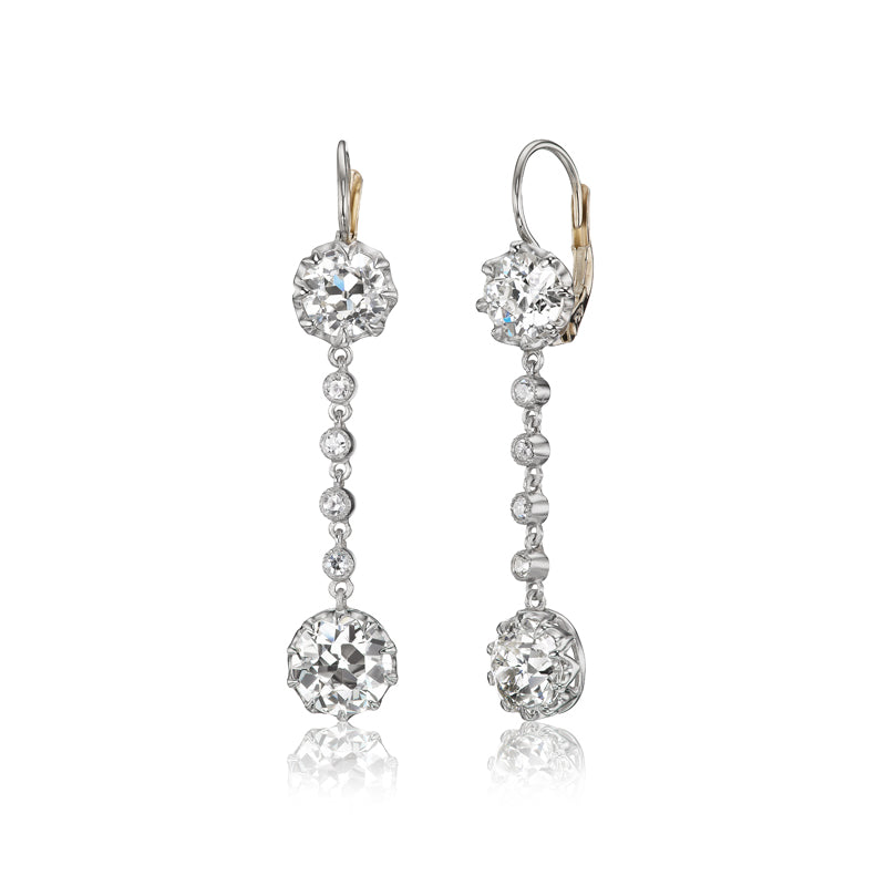 Antique Old European Cut Diamond Drop Earrings