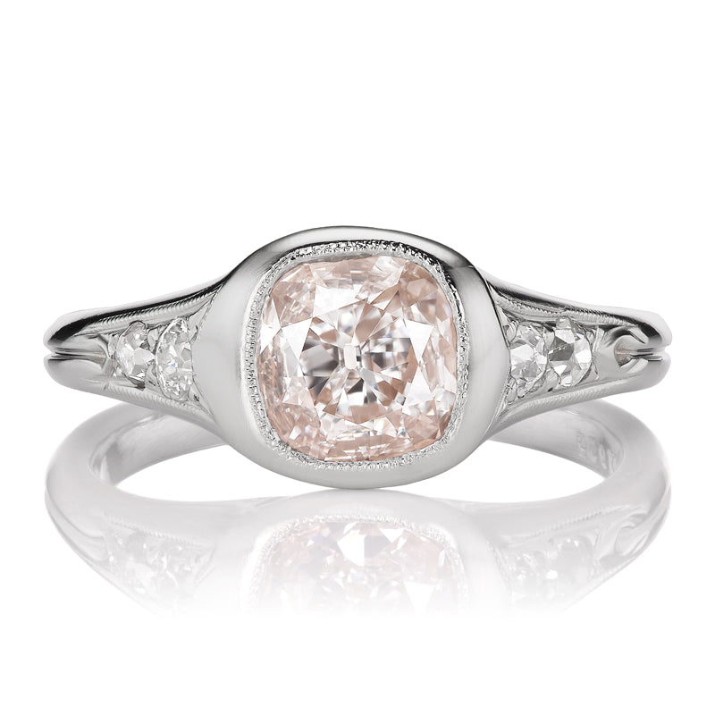 1 Carat Unique Antique Style Diamond Ring in Pink-Plated Setting